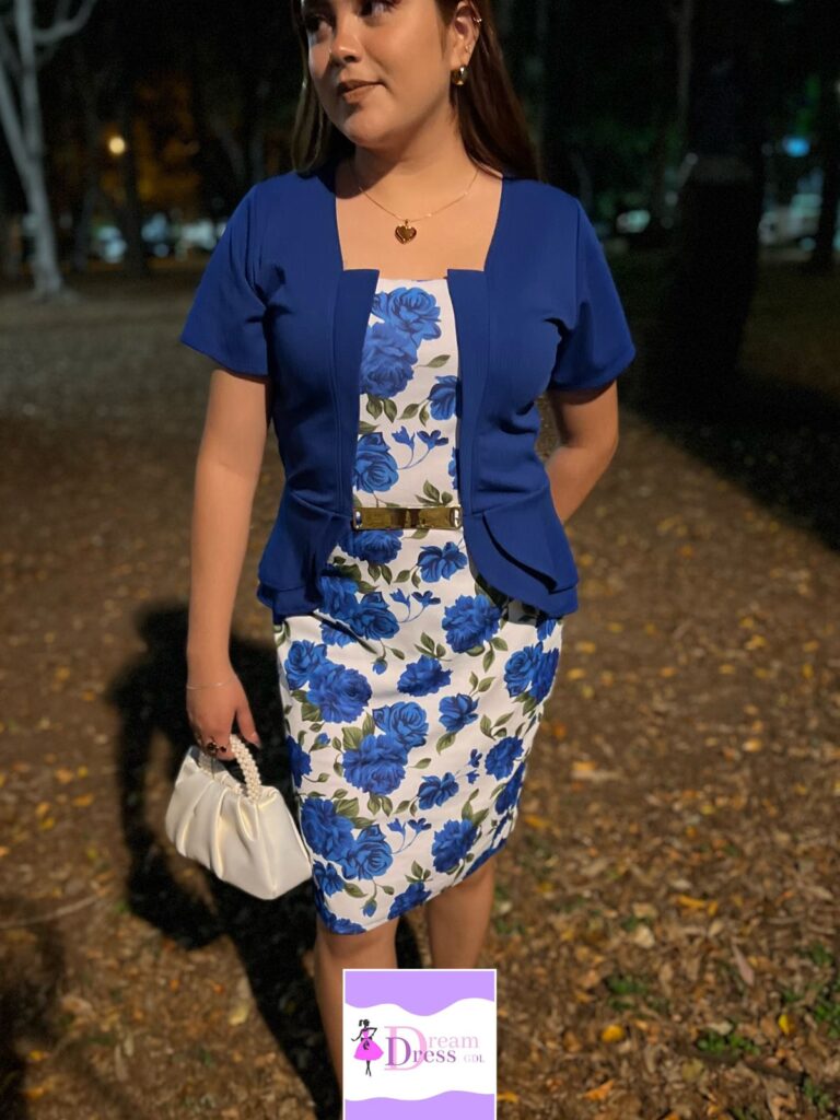 Vestido Peplum Azul Y Blanco (3)