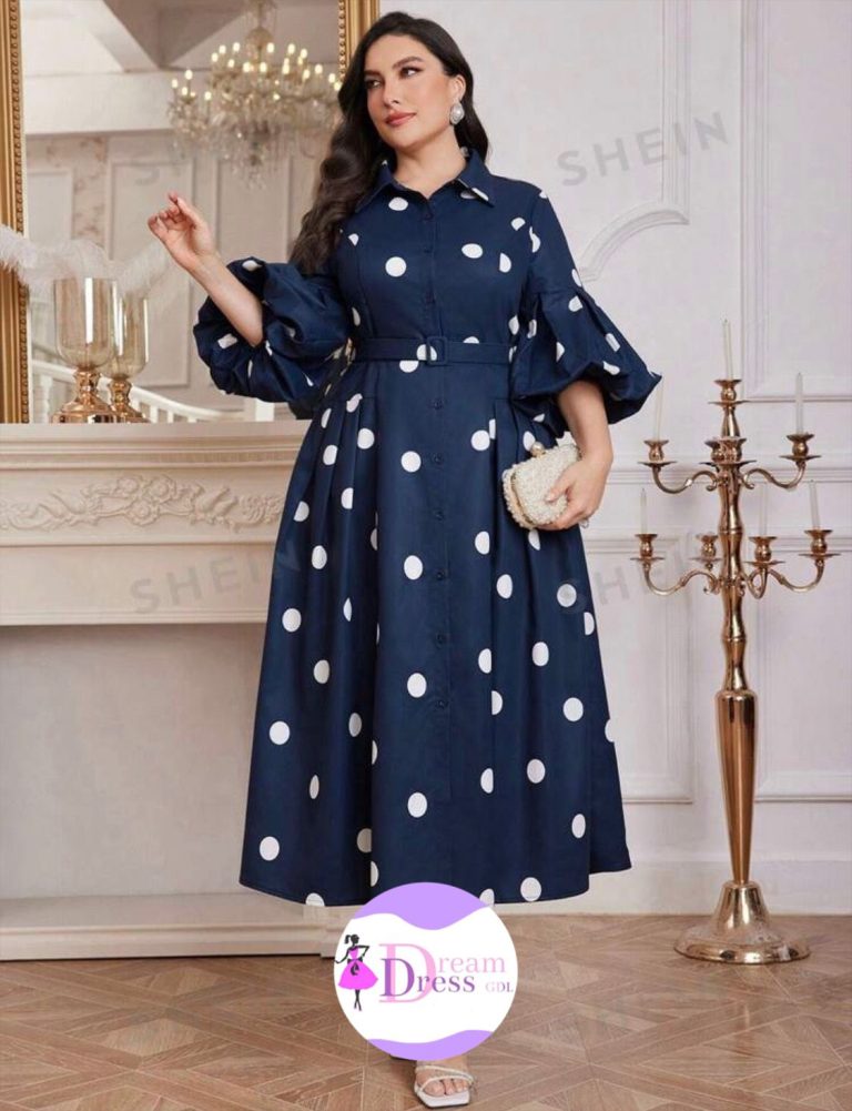 Dress Estampado De Lunares Y Manga Acampanada (2)
