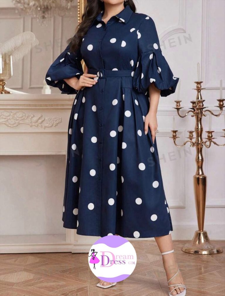 Dress Estampado De Lunares Y Manga Acampanada (3)